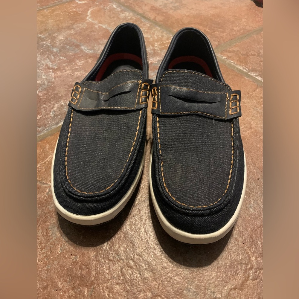 Levi’s Men’s Penny Loafers Comfy Boat Shoe Size 8.5 Denim Blue/Tan
